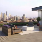 a trex transcend lineage biscayne deck with a city view