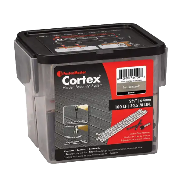 Kit Cortex Bouchons et Vis + Outil 100LF Trousse Cortex avec bouchons, vis et outil 100 pi lin. pour Clubhouse PVCTrousse Cortex avec bouchons, vis et outil 100 pi lin. pour TimberTechTrousse Cortex avec bouchons, vis et outil 100 pi lin. pour TrexTrousse Cortex avec bouchons, vis et outil 100 pi² pour planche PVC TimberTech