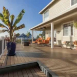 Terrasse composite TimberTech Edge Prime Plus Coconut Husk en beige lavé par le soleil