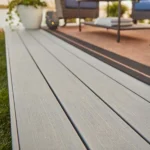TimberTech Edge Prime composite decking in Maritime Gray with straight woodgrain pattern