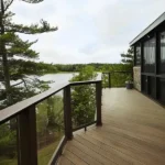 TimberTech Legacy Pecan composite decking with warm golden brown streaks