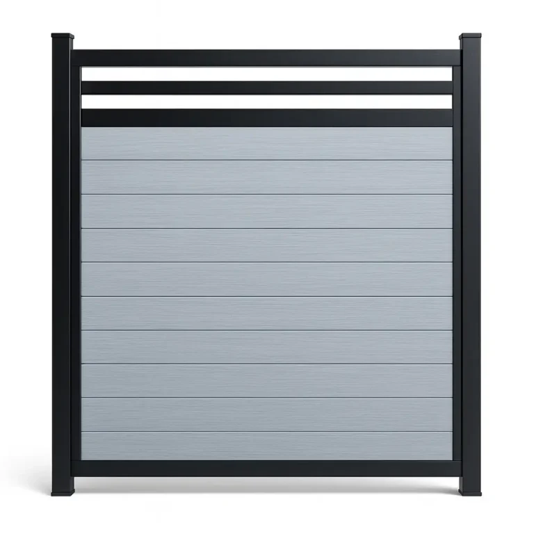Clôture en PVC Chai Grey – Kit avec planches supérieures en aluminium