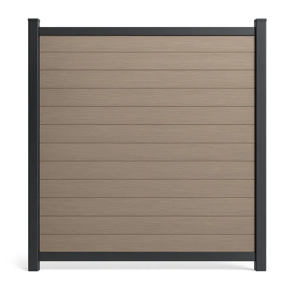 Kit complet Teck Vert PVC Aluminium Clôture en PVC Green Teak avec cadre en aluminium – Kit complet