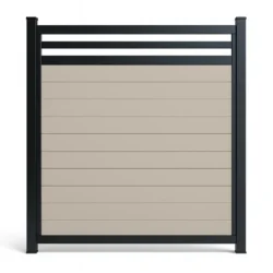 Khaki PVC Fence Kit with Aluminum Top Boards