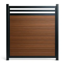 Mocha Walnut PVC Fence Kit with Aluminum Top Boards