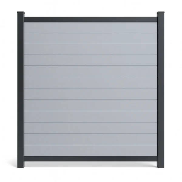 Clôture en PVC Modern Grey avec cadre en aluminium – Kit complet