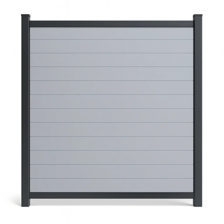 Clôture en PVC Modern Grey avec cadre en aluminium – Kit complet