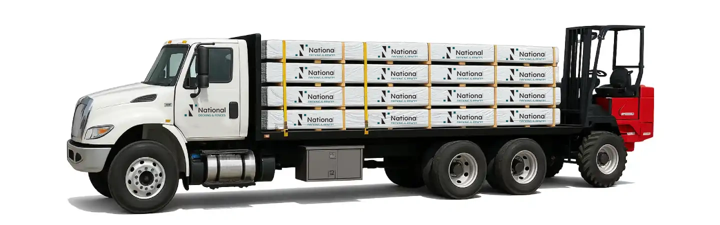 Truck loaded with decking materials